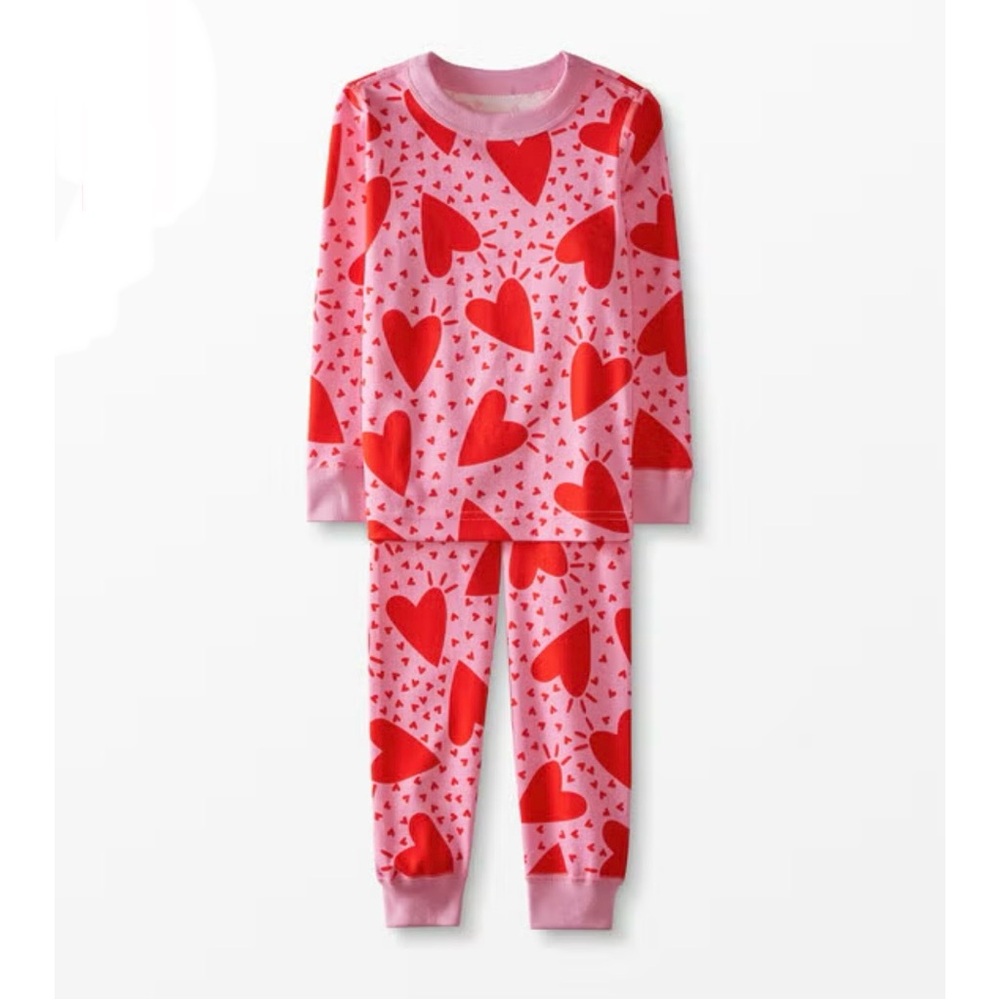 Hanna Andersson Kids Long John Pajama Set Full Hearts Size 130(US8)